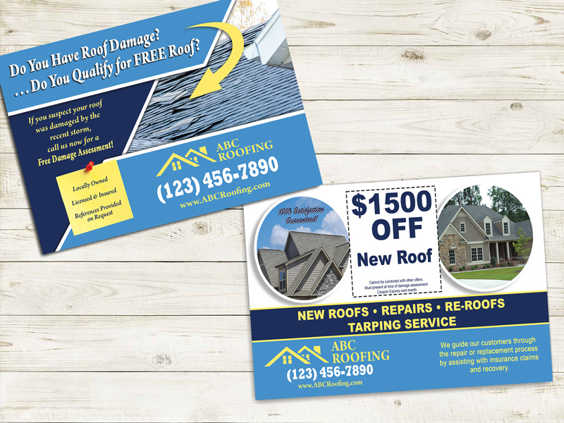 Hail Damage flyer for roofer.  Includes coupons on back