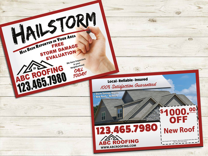 Hail damage flyer for roofer.  Tailored to fit your roofing company