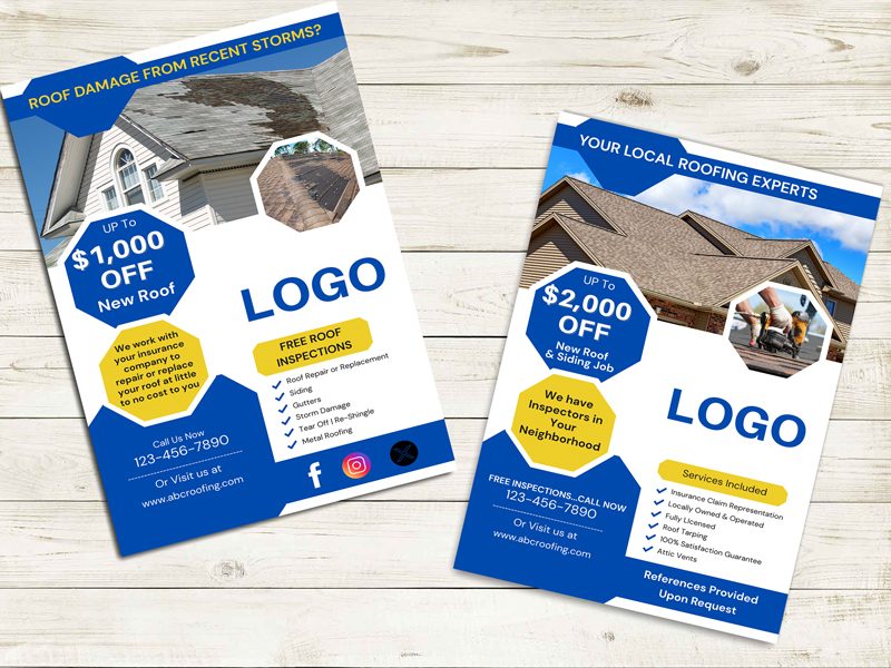 Flyer design for roofing company in the aftermath of a storm
