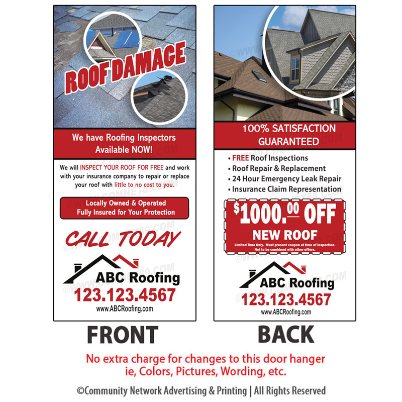 Storm Damage roofing rack card.  