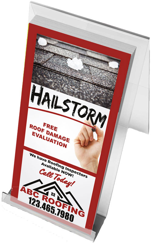 Hail Damage Roofing Rack card.  Custom tailored to fit your roofing business.