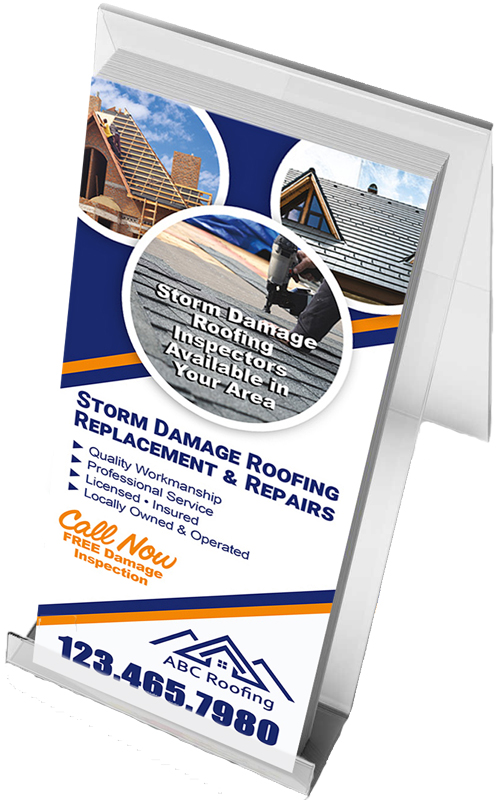 Roofing rack cards are powerful marketing tools and perfect for getting your roofing business noticed in high-traffic areas.