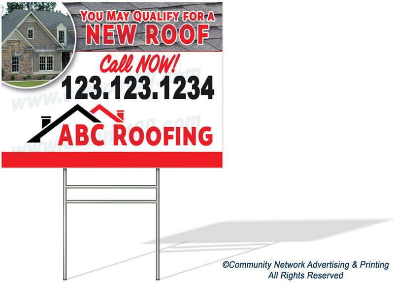 Place this roofing yard sign in neighborhoods that have experienced hail or wind damage.