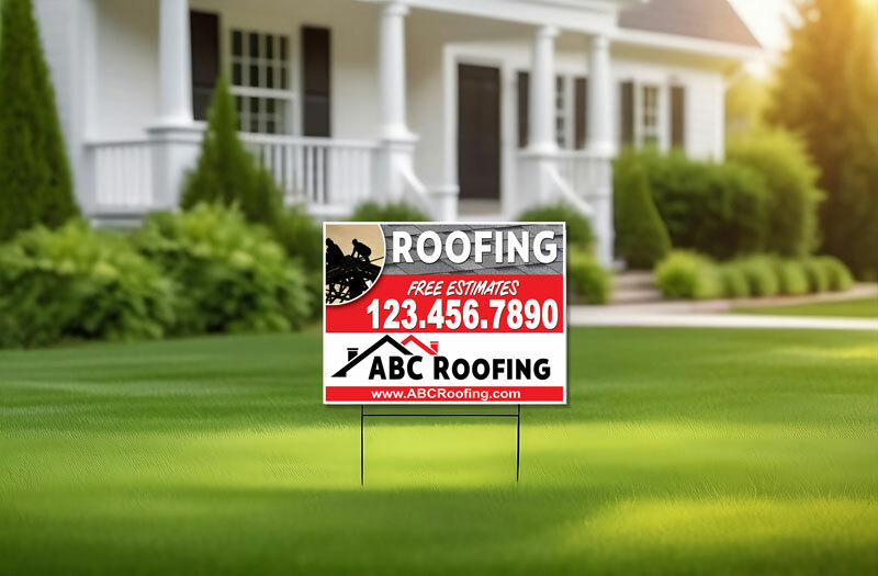 Stand out with our custom 18 x 24 Roofing Yard Signs designed for your roofing company. Durable, weather-resistant signs to promote your business effectively.