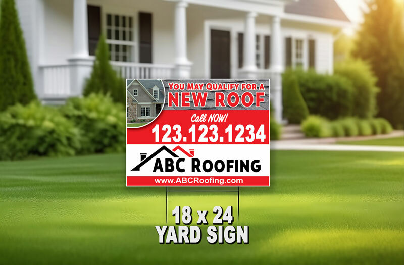 Stand out with our custom 18 x 24 Roofing Yard Signs designed for your roofing company. Durable, weather-resistant signs to promote your business effectively.