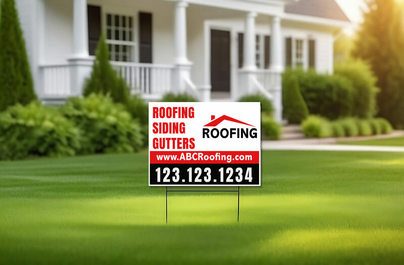 Stand out after the storm with custom 18" x 24" yard signs for your roofing business. Get free shipping & 24-hour turnaround. Elevate your marketing efforts today! #StormDamageMarketing