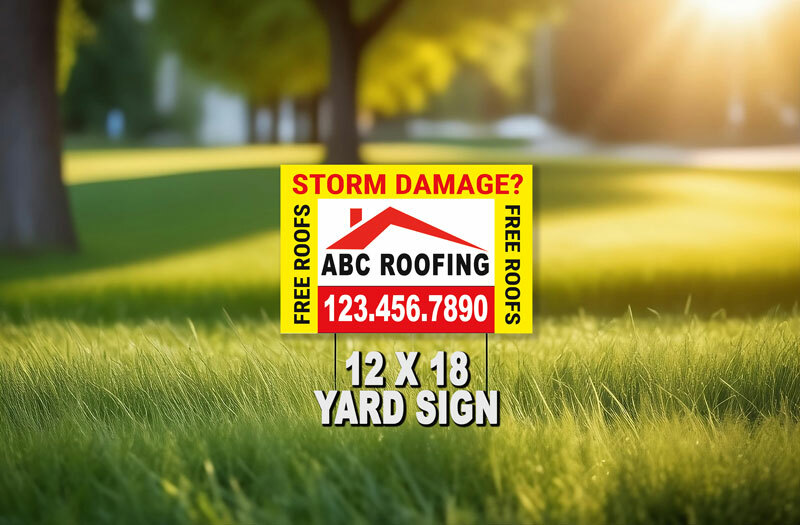 Stand out with our custom designed 12" x 18" roofing yard sign from Comnet89.com! Enjoy free shipping and a speedy 24-hour turnaround for your business needs.