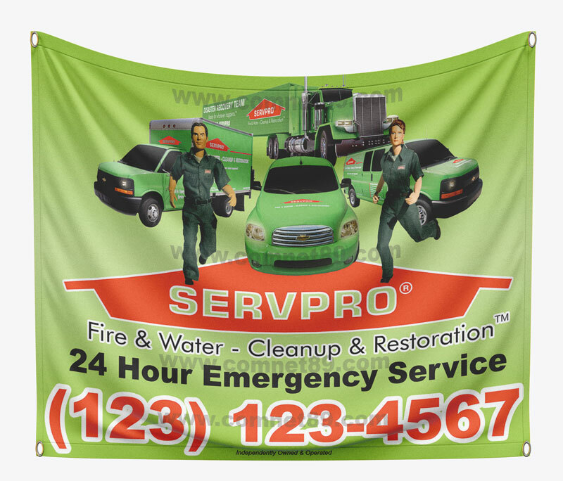 Invest in our robust 4ft x 4ft Servpro banner, an invaluable asset in promoting your restoration services.