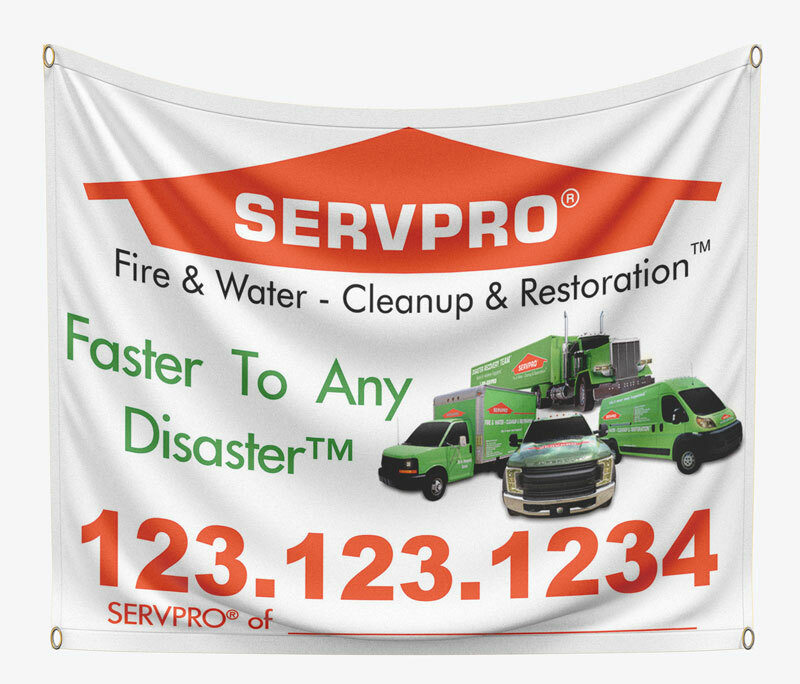 Boost your brand visibility and business growth with a 4ft x 4ft Servpro banner. It's a strategic tool that dramatically enhances your restoration services' exposure to a broader audience, making it a valuable investment.