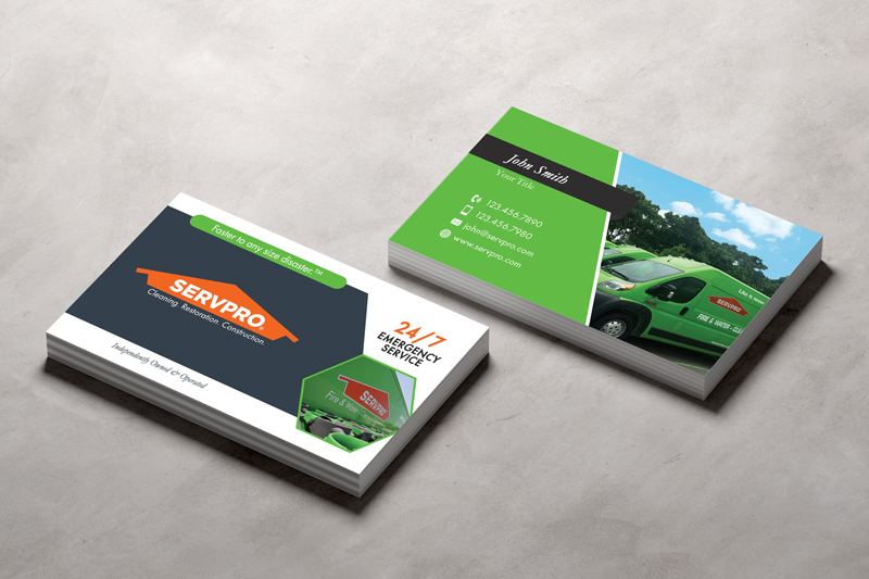 Eye-catching business cards can provide Servpro franchises a competitive edge, particularly following intense weather incidents.