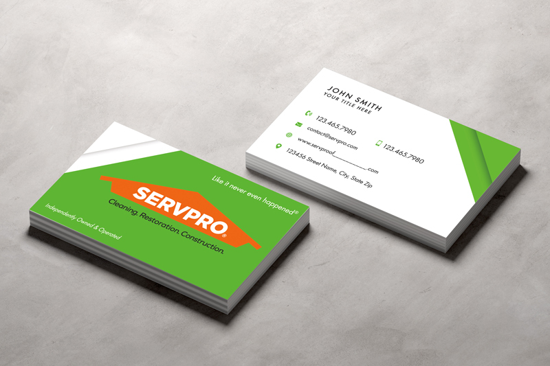 Striking business cards give Servpro franchises an advantage, especially after severe weather events.