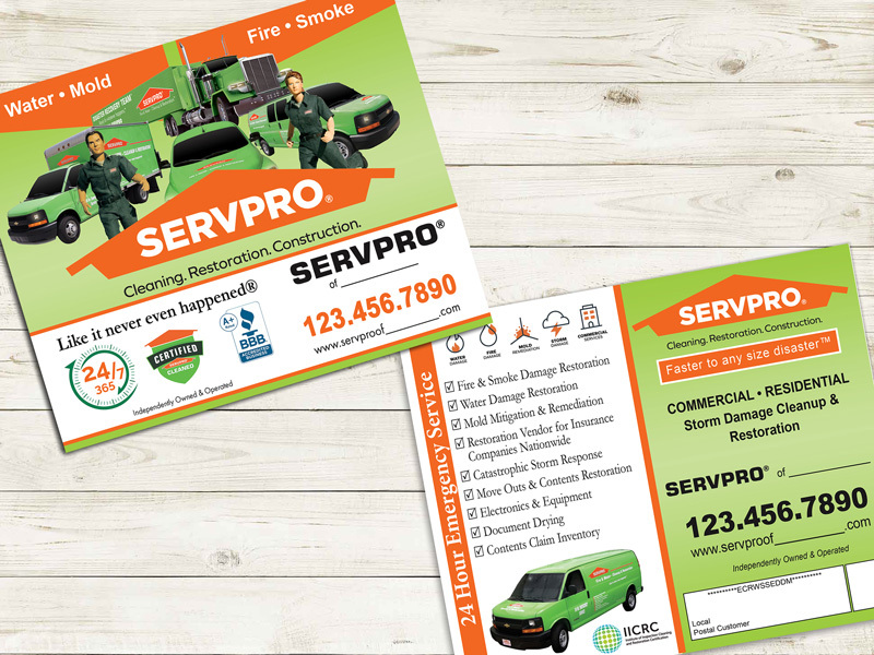 This Servpro Franchise EDDM Postcard is best mailed to storm damaged communities. 