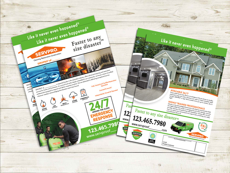 This Servpro EDDM Postcard is strategically circulated to neighborhoods affected by storm devastation. 