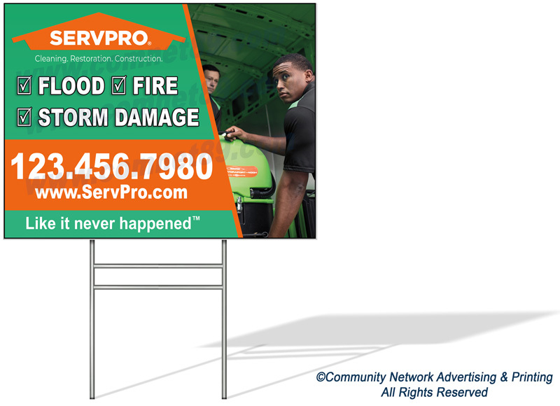 Yard signs effectively promote your SERVPRO business, particularly in disaster-stricken areas.