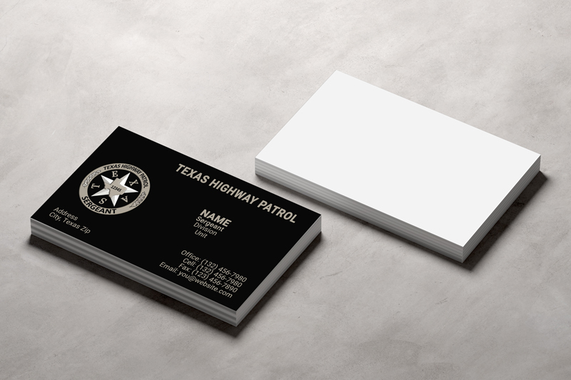 Custom Texas Highway Patrol (THP) Sergeant business cards. Make a lasting impression with premium quality designs. Order now