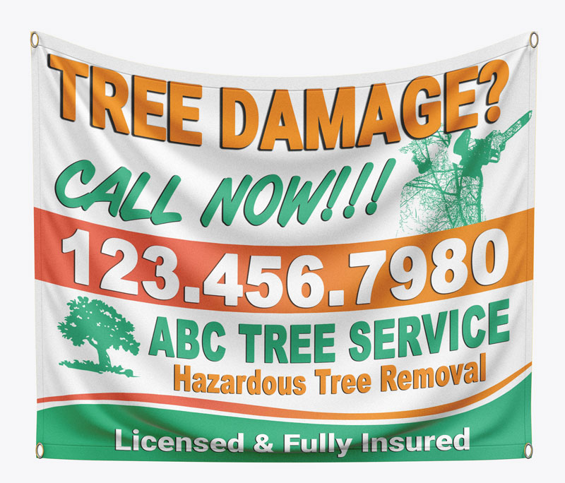 Place this tree damage banner in neighborhoods that have experienced extensive tree damage from storms.