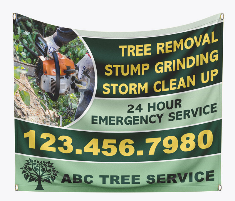 Place this tree damage banner in communities with extensive tree damage from storms like hurricanes, tornadoes, etc.