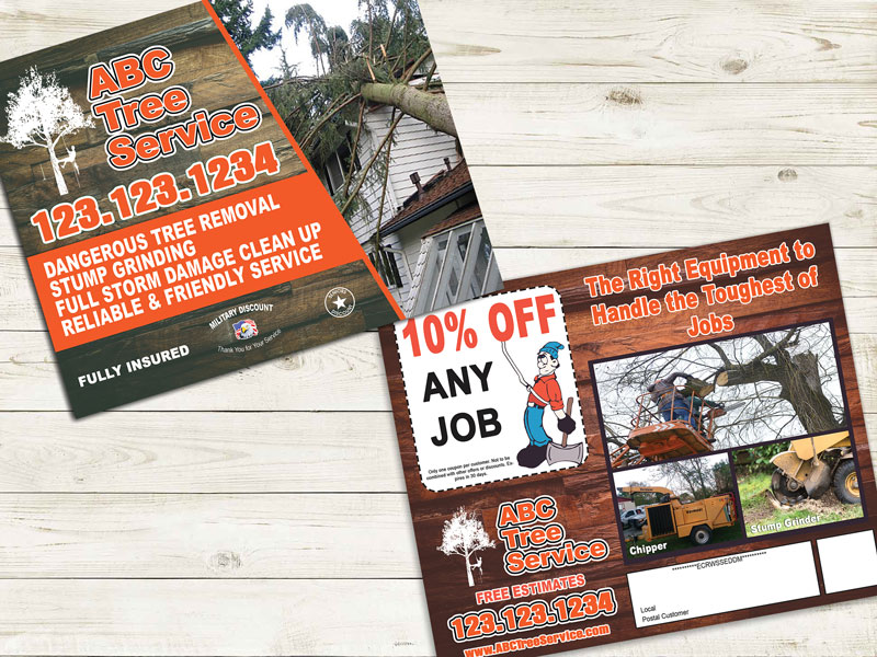 Mail this EDDM tree service postcard to storm damaged communities. Our design themes are fully customizable, allowing you to incorporate your own branding and content .