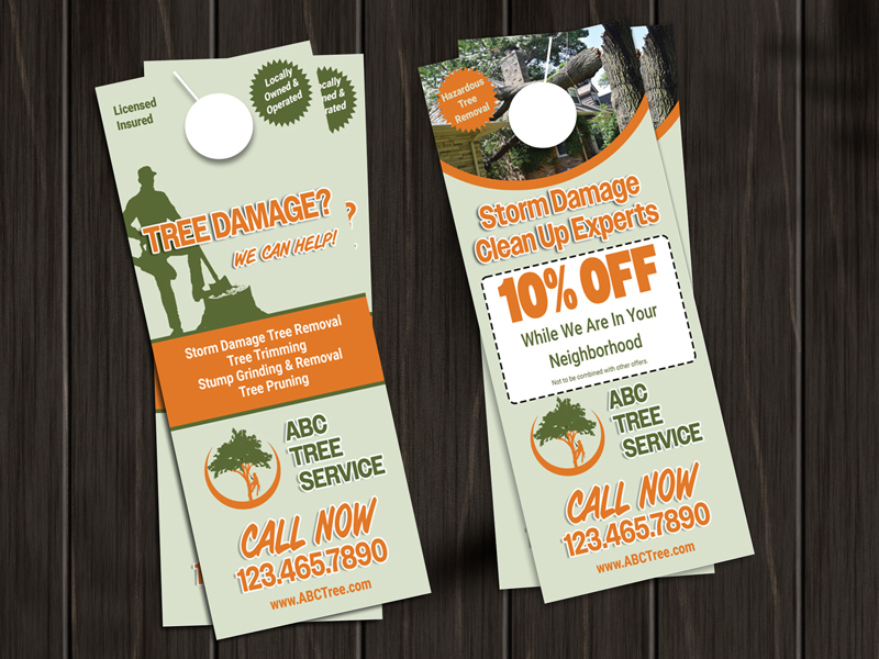 Canvas storm damaged neighborhoods with this  tree removal door hanger.  