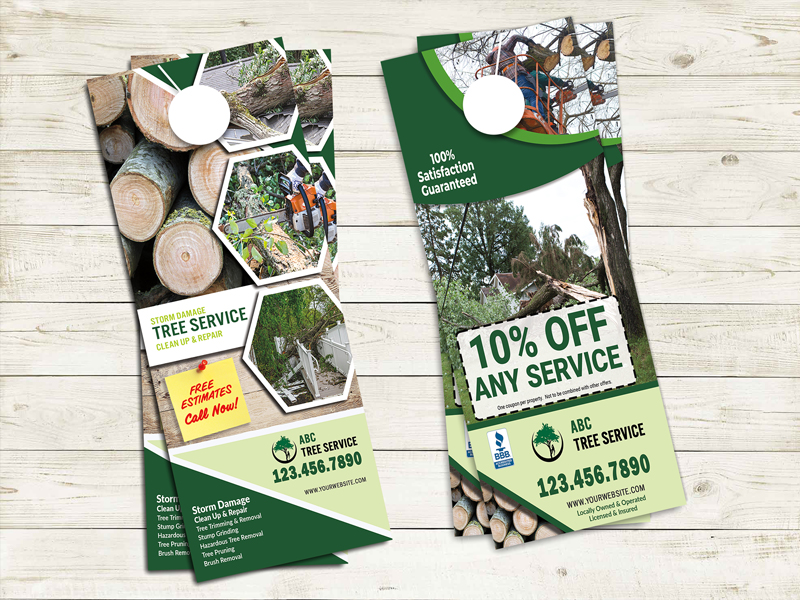 A must marketing material for tree service contractor.  Pass out in neighborhoods that have extensive tree damage from storms.