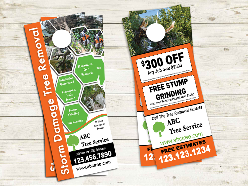 Reach storm-damaged areas effectively with our specialized tree service door hangers. Stand out and attract more clients with customized designs and wording options from Community Network