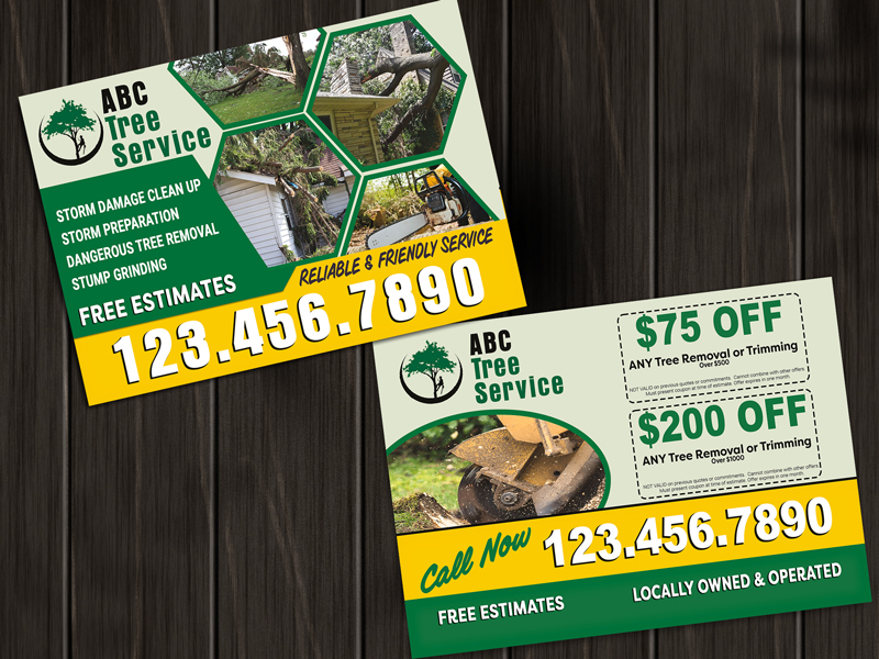 Stand out from the competition with this eye popping flyer for tree service contractors.