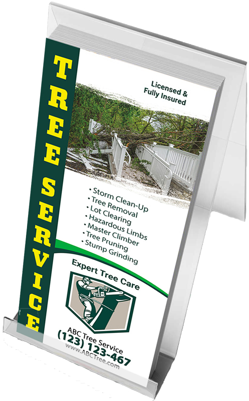 Our custom-designed postcards and rack cards are the perfect solution for promoting your tree removal services. Custom tailored design that fits your tree service business