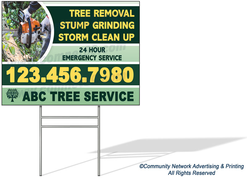 Place this tree damage yard sign in communities with extensive tree damage from storms like hurricanes, tornadoes, etc.