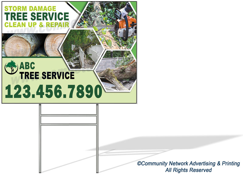 Our expertly designed tree service yard signs are the perfect solution for reaching out to those in storm-damaged areas who need your tree removal services. 
