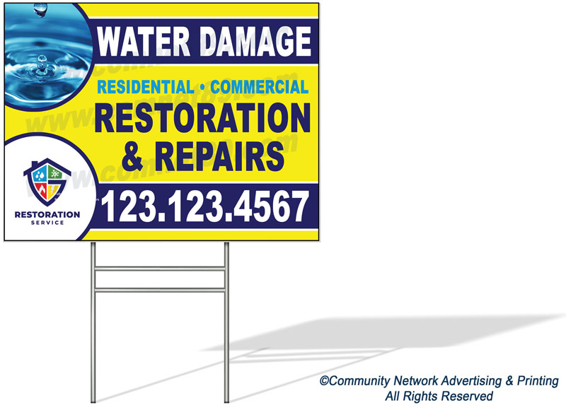 Our custom restoration contractor yard signs are not just tailored to your needs, but they can also help you stand out from the competition in storm damaged communities.