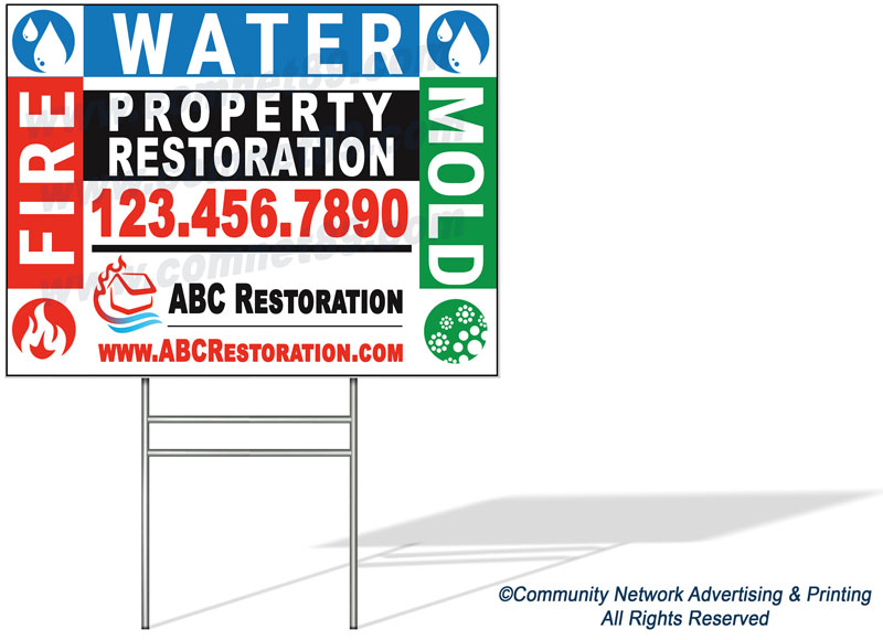 Are you looking for a way to set your water, fire and mold restoration business apart from the competition? Our custom yard signs can do just that.