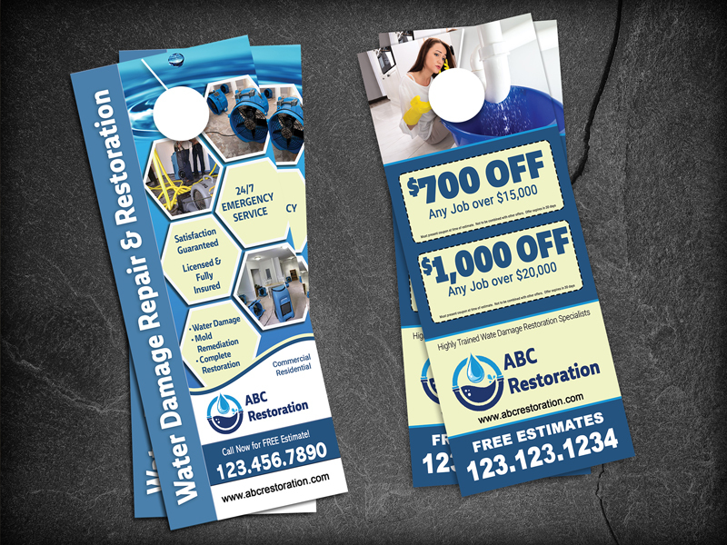 Community Network offers top-notch water damage restoration contractor door hangers for storm damaged areas.