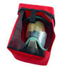 Tear away peek at the vented scba mask bag inside