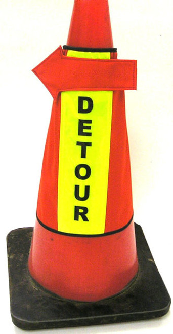 Custom Panel Traffic Cone Cover with directional arrow