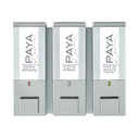 Stylish chrome and satin dispenser with tamper-resistant refillable chambers