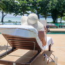 Patio lounge chair cover for soft absorbent comfort