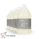 Zogics body wash bulk pack of four 1-gallon bottles for hotels, spas, and rental use