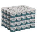 Individually wrapped Angel Soft 2-ply toilet paper rolls stacked