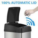 Touchless rectangular trash can with motion sensor lid