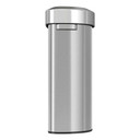 23 gallon semi-round trash can with side handles and smudge-resistant stainless finish