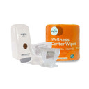 Zogics Cleaning Station Wet Starter Kit with Wellness Center Cleaning Wipes, hand sanitizer refills, and wall-mounted dispenser