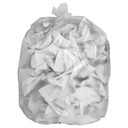 Genuine Joe 60-Gallon Can Liners in clear coreless roll packaging for commercial use