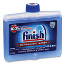 Finish dishwasher cleaner container with blue lid and fresh scent branding