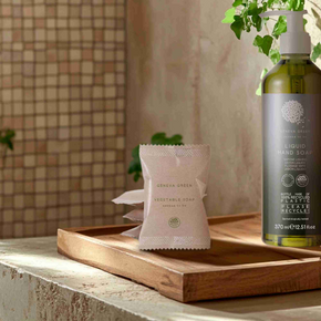 Compact 15g Geneva Green Bar Soap with creamy lather for hotel guest use