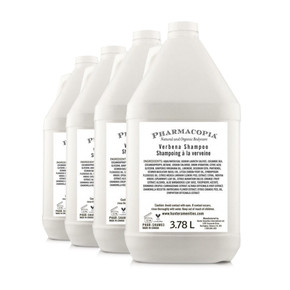 Case of 4 Pharmacopia Shampoo gallons with pump and herbal-citrus blend Case of 4 Pharmacopia Shampoo gallons with pump and herbal-citrus blend