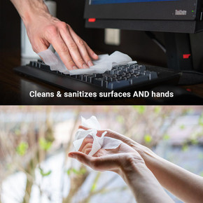 Zogics sanitizing wipes pre-moistened, textured for hand and surface cleaning, kills 99.9% of germs
