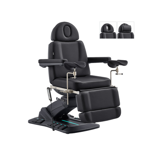 Geneva Exam Table With Stirrups in Black