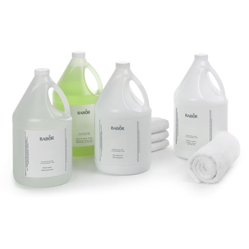 Eco-friendly Babor gallon case set for full-body hydration and hair care