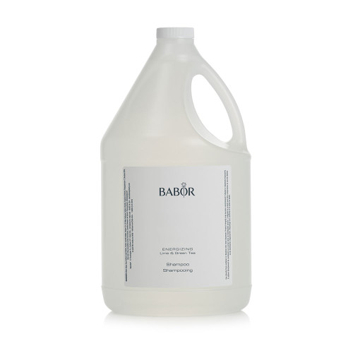 One-gallon bottle of Babor Lime & Green Tea Shampoo with eco-friendly packaging