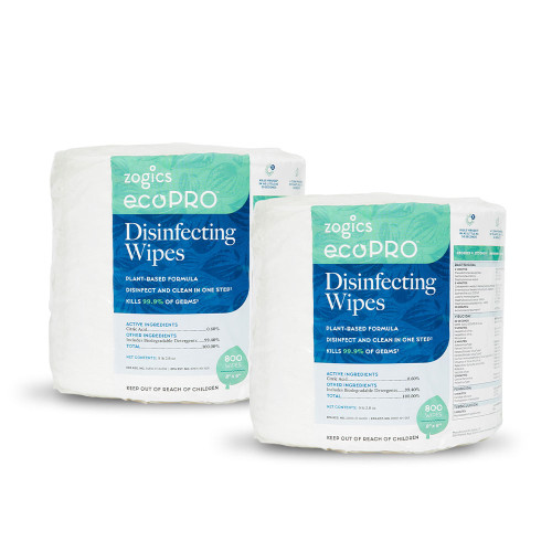 Zogics ecoPRO 2-roll case with 1,600 plant-based disinfecting wipes